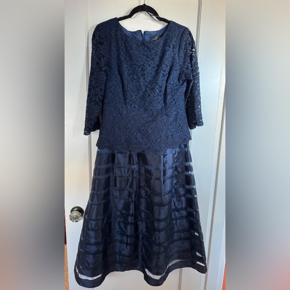 Alex Evenings Navy Lace Gown
